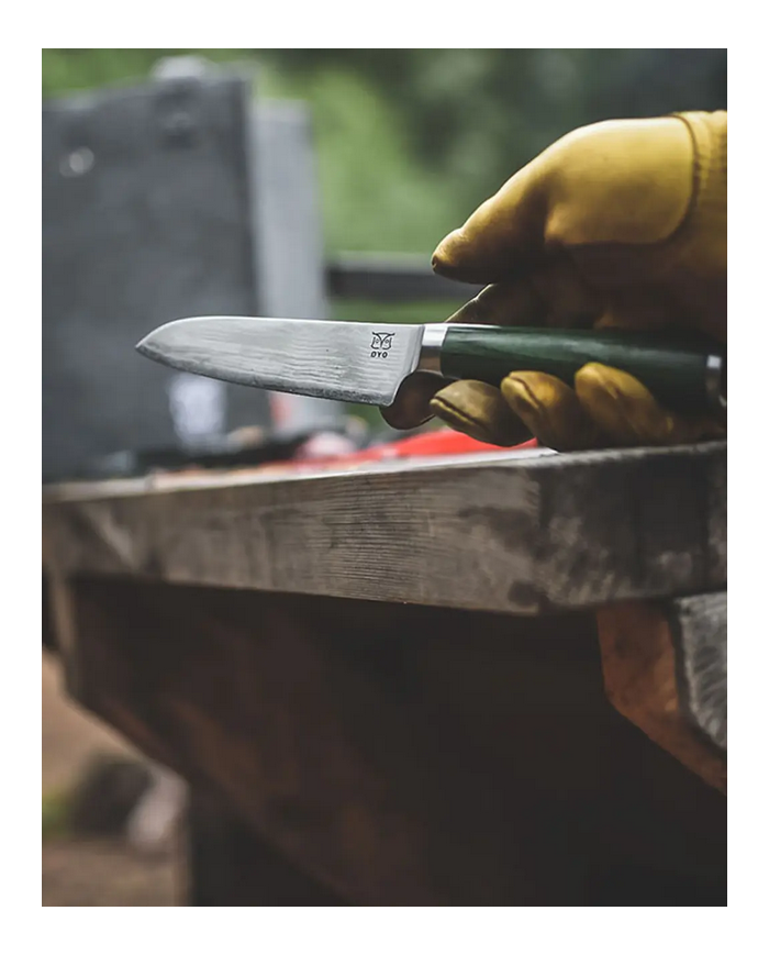 OYO SMARAGD DAMASCUS SANTOKU VEGETABLE KNIFE 