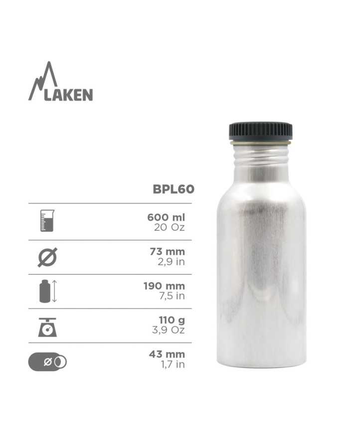 Alu. bottle 0,6 L. Plain cap - Skate
