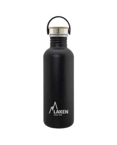 Basic Steel Bottle 1L ,Bamboo S/S Cap - Black