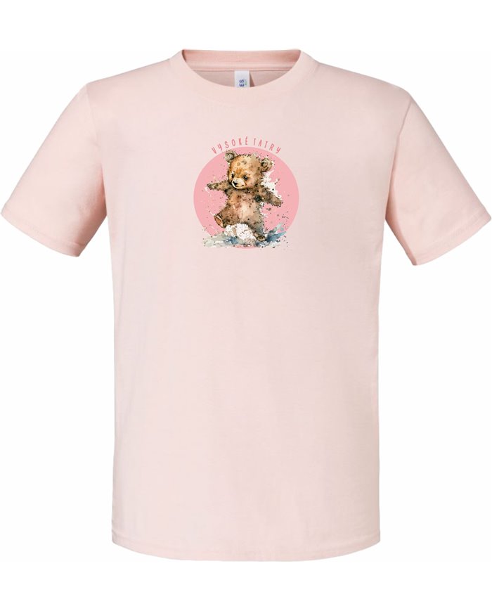 Detské bavlnené tričko - Ružový macko