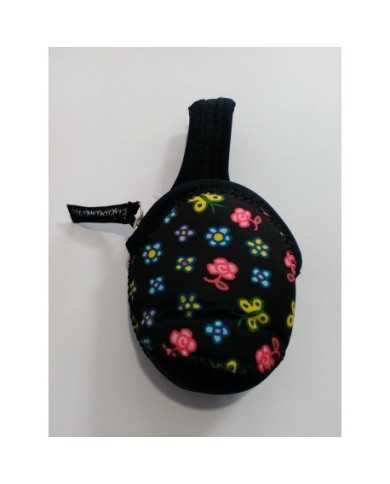 Double pacifier neoprene holder Blackline