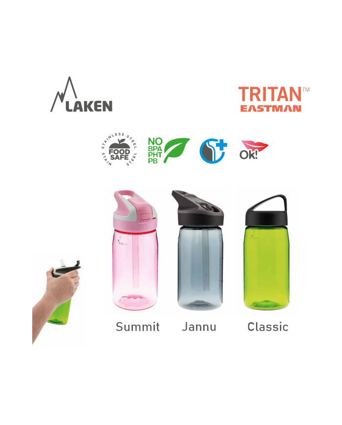 LAKEN TRITAN SUMMIT PLASTIC BOTTLE 450ML BLUE BPA FREE