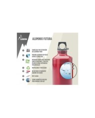 Alu. Butelka Futura 1 L.-Różowa zakrętka -Zielona butelka.