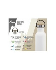 Butelka stalowa Basic 750 ml, zakrętka Bamboo S/S - czarna