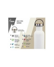 Butelka stalowa Basic 750 ml, zakrętka Bamboo S/S - czarna